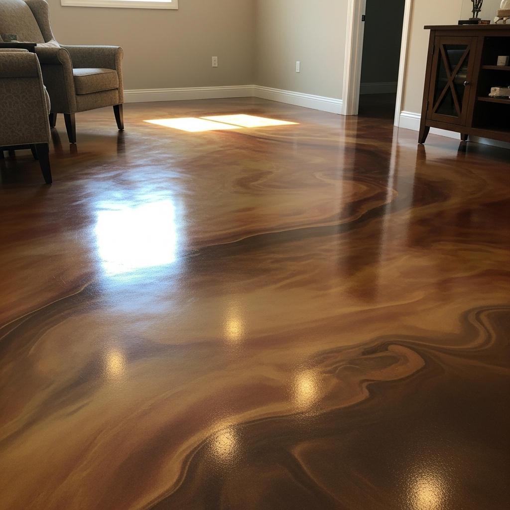 Decorative metallic epoxy floor finished by Flooring & Epoxy Coat Pro in San Antonio