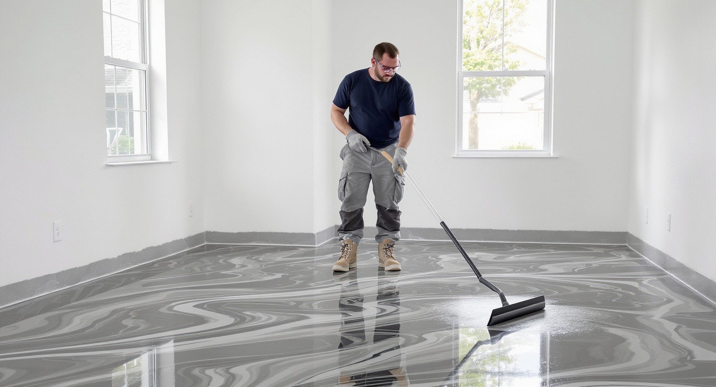 Decorative metallic epoxy floor finished by Lodestone Flooring & Epoxy Coat Pro in San Antonio